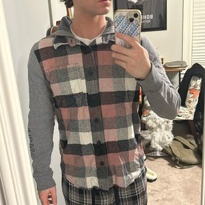 Hollister hooded long sleeve cotton flannel